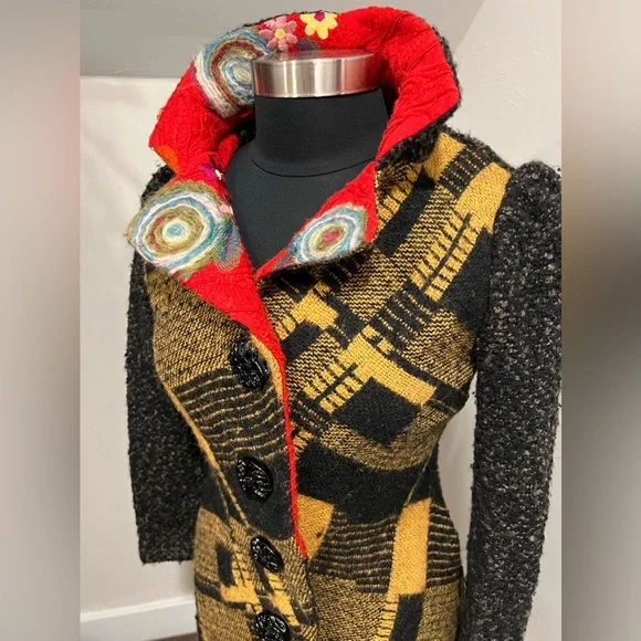 AN REN NEW YORK Multicolor Wool Knit Coat 🖼️ - Picture 3 of 11